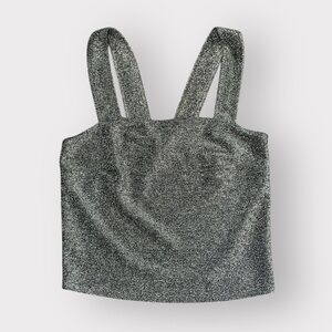 Row A Sparkling Glitter Black and Silver Sleeveless Party Tank Top- Size S